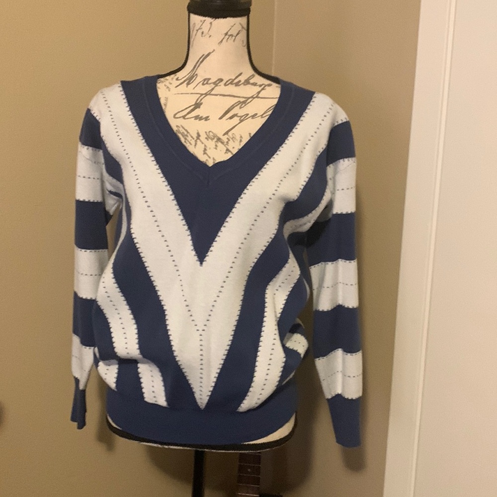 Blue and white sweater